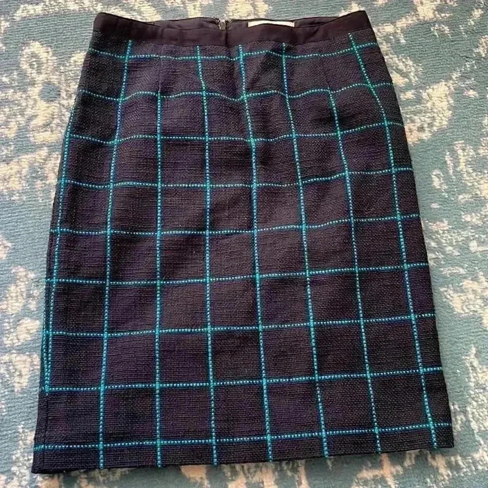 Banana republic woven cotton grid lined skirt zero
